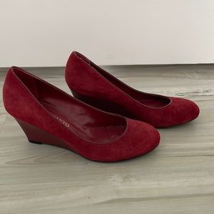 Franco Sarto Red Suede Wedge Heels